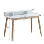 Bureau d'écriture en bois GDFStudio Nadia de style moderne du milieu du siècle avec huche et étagères ouvertes