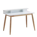 Bureau d'écriture en bois GDFStudio Nadia de style moderne du milieu du siècle avec huche et étagères ouvertes