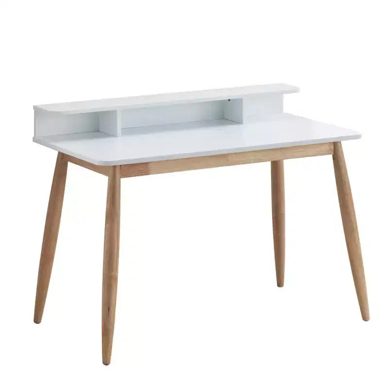 Bureau d'écriture en bois GDFStudio Nadia de style moderne du milieu du siècle avec huche et étagères ouvertes