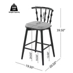 Tabourets de bar ModernLuxe (lot de 2/4), tabourets de comptoir à dossier en fuseau de style Mid-Century avec siège rembourré, tabourets de cuisine modernes pour îlot central