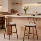 Tabourets de bar ModernLuxe (lot de 2/4), tabourets de comptoir à dossier en fuseau de style Mid-Century avec siège rembourré, tabourets de cuisine modernes pour îlot central