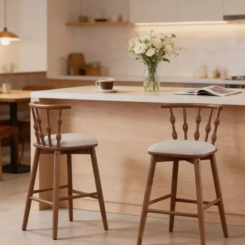 Tabourets de bar ModernLuxe (lot de 2/4), tabourets de comptoir à dossier en fuseau de style Mid-Century avec siège rembourré, tabourets de cuisine modernes pour îlot central