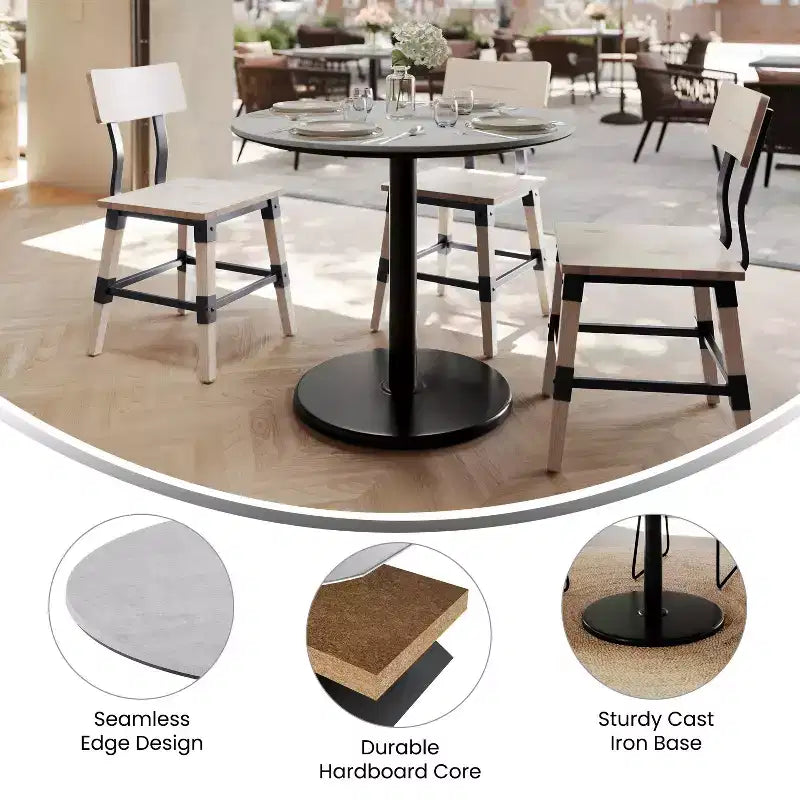 Plateau de table Flash Furniture Acadia avec technologie HPL TopGuard et base de hauteur de table