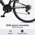Hykolity VTT 26 pouces, vélo de cyclisme extérieur 18 vitesses, cadre en acier à haute teneur en carbone, VTT pour hommes et femmes, double suspension intégrale, noir