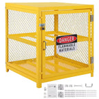31x30x35 Inch Hazardous Storage Cabinets Lockable Heavy-Duty for 4 Propane Cylinders OSHA-Compliant Gas Tank Cage Anti-Slip Guardrails Yellow Steel