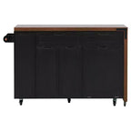 FAMYYT 102.3 Kitchen Rolling Island Cart with Extendable Dining Table, Trash Storage Cabinet, 3-Tier Pull-Out Spice Rack, 2 Drawers