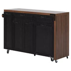 FAMYYT 102.3 Desserte de cuisine roulante avec table à manger extensible, armoire de rangement pour poubelle, étagère à épices coulissante à 3 niveaux, 2 tiroirs