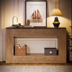 Console moderne Lantine, table d'entrée en bois de 140 cm avec rangement, table de canapé étroite et longue derrière le canapé pour salon, hall d'entrée, couloir