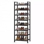 Étagère à chaussures étroite à 8 niveaux, meuble de rangement vertical en métal pour 18 à 24 paires, support à chaussures fin pour placard, entrée, petits espaces, noir