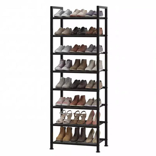 Étagère à chaussures étroite à 8 niveaux, meuble de rangement vertical en métal pour 18 à 24 paires, support à chaussures fin pour placard, entrée, petits espaces, noir