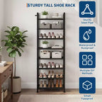 Étagère à chaussures étroite à 8 niveaux, meuble de rangement vertical en métal pour 18 à 24 paires, support à chaussures fin pour placard, entrée, petits espaces, noir