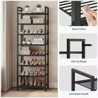 Étagère à chaussures étroite à 8 niveaux, meuble de rangement vertical en métal pour 18 à 24 paires, support à chaussures fin pour placard, entrée, petits espaces, noir