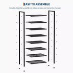 Étagère à chaussures étroite à 8 niveaux, meuble de rangement vertical en métal pour 18 à 24 paires, support à chaussures fin pour placard, entrée, petits espaces, noir