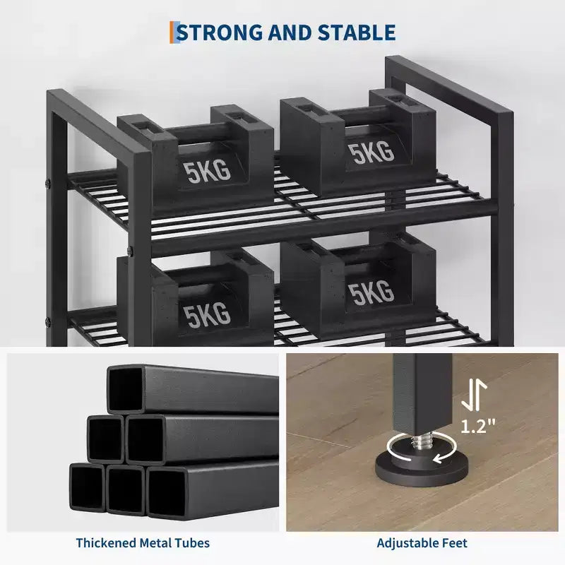 Étagère à chaussures étroite à 8 niveaux, meuble de rangement vertical en métal pour 18 à 24 paires, support à chaussures fin pour placard, entrée, petits espaces, noir