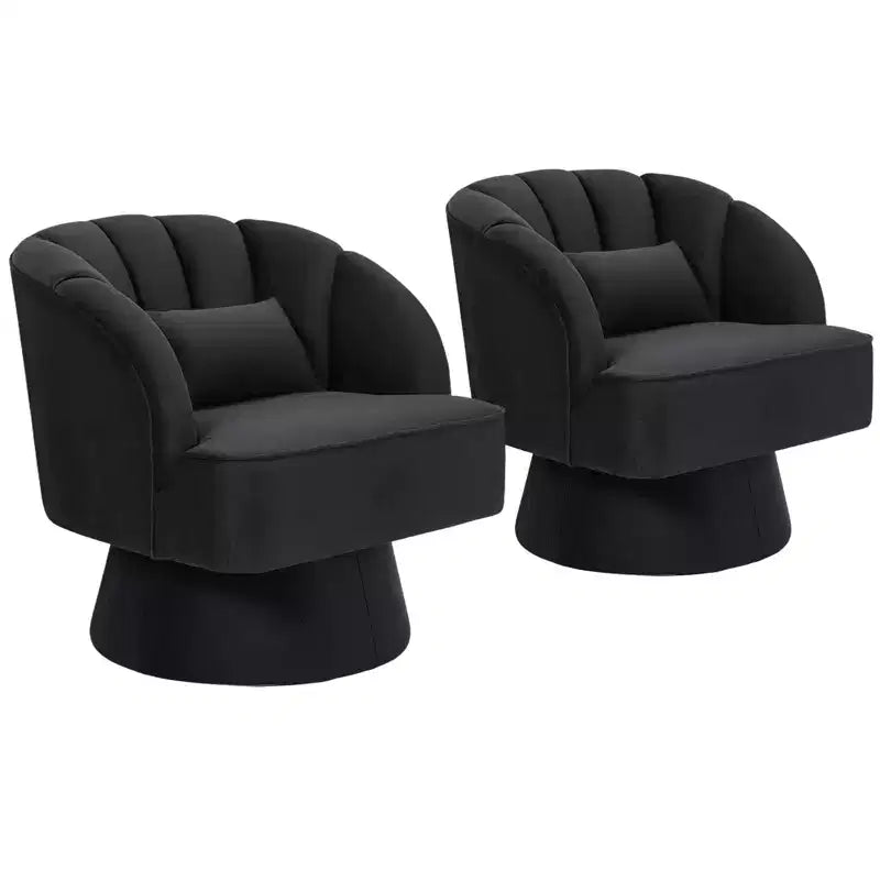 Fauteuil pivotant GustoWave avec accoudoirs, fauteuil rond en velours pivotant à 360° de style Mid-Century, fauteuil moderne pour salon