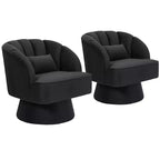 Fauteuil pivotant GustoWave avec accoudoirs, fauteuil rond en velours pivotant à 360° de style Mid-Century, fauteuil moderne pour salon