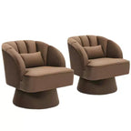 Fauteuil pivotant GustoWave avec accoudoirs, fauteuil rond en velours pivotant à 360° de style Mid-Century, fauteuil moderne pour salon