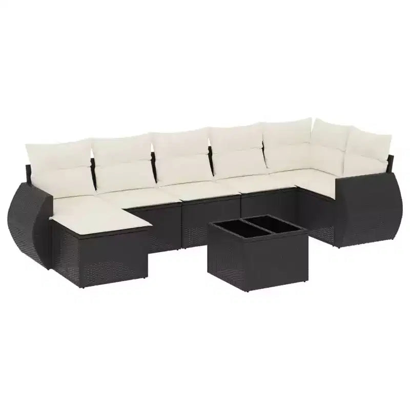 vidaXL Garden Sofa Set Black PE rattan Large Modular Garden Sofa Set