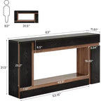 Table console Lantine de 160 cm pour entrée, table de canapé à 2 niveaux en bois derrière le canapé pour couloir, hall, porte d'entrée, salon, noir et noyer