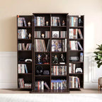 Meuble de rangement multimédia VEVOR, Étagère DVD à 6 niveaux, Organisateur de rangement multimédia de 61 x 36,8 x 127 cm pour CD, DVD, livres, jeux, marron