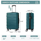 Bagage rigide extensible de 24 pouces - Valise légère en ABS avec roulettes multidirectionnelles et serrure TSA, approuvée par les compagnies aériennes