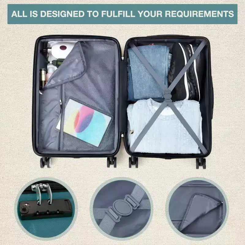 Bagage rigide extensible de 24 pouces - Valise légère en ABS avec roulettes multidirectionnelles et serrure TSA, approuvée par les compagnies aériennes