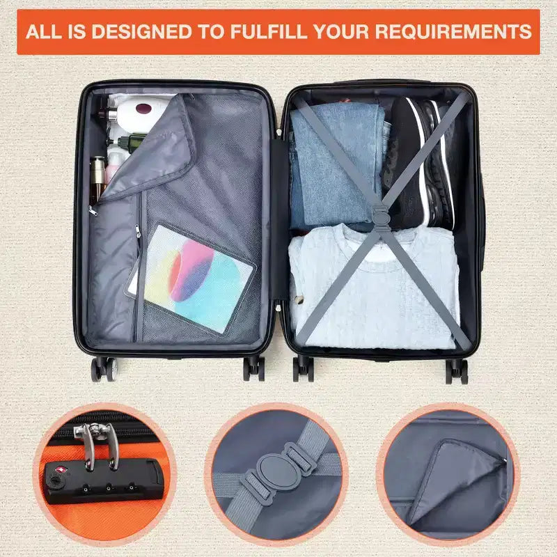Bagage rigide extensible de 24 pouces - Valise légère en ABS avec roulettes multidirectionnelles et serrure TSA, approuvée par les compagnies aériennes