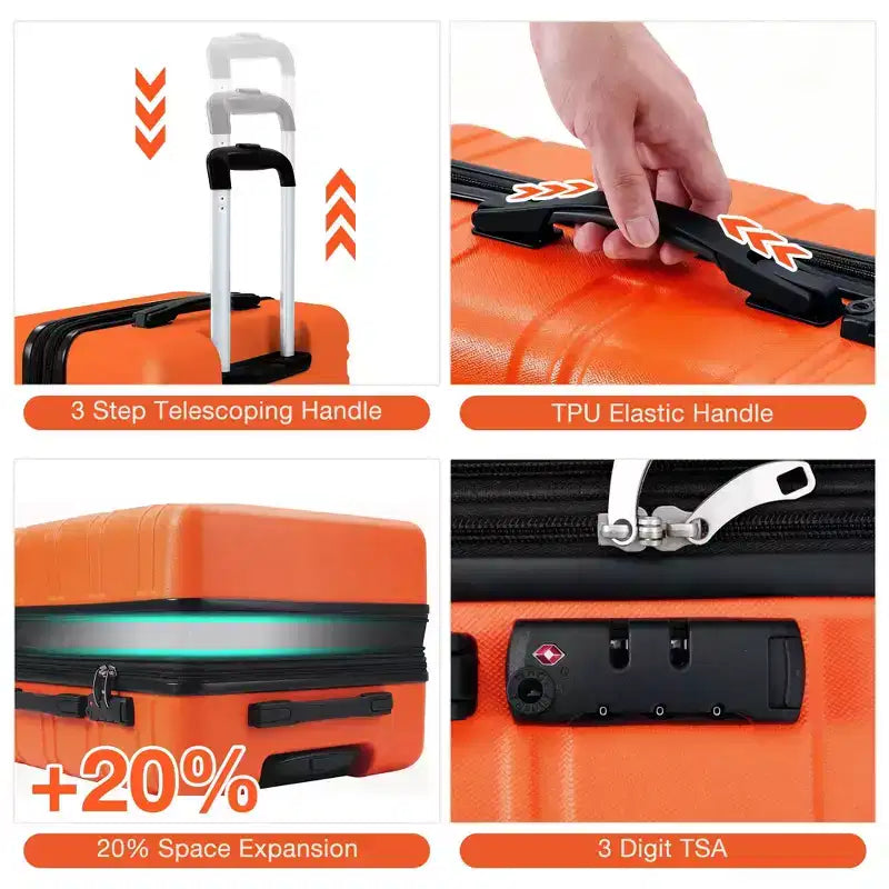 Bagage rigide extensible de 24 pouces - Valise légère en ABS avec roulettes multidirectionnelles et serrure TSA, approuvée par les compagnies aériennes