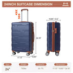 Bagage rigide extensible de 24 pouces - Valise légère en ABS avec roulettes multidirectionnelles et serrure TSA, approuvée par les compagnies aériennes