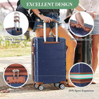 Bagage rigide extensible de 24 pouces - Valise légère en ABS avec roulettes multidirectionnelles et serrure TSA, approuvée par les compagnies aériennes