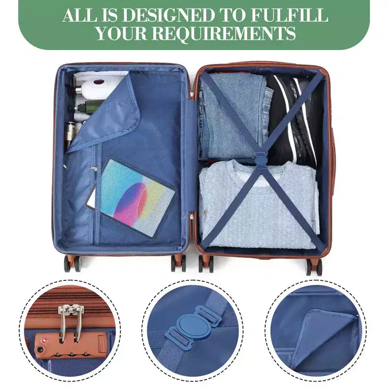 Bagage rigide extensible de 24 pouces - Valise légère en ABS avec roulettes multidirectionnelles et serrure TSA, approuvée par les compagnies aériennes
