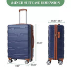 Bagage rigide extensible de 24 pouces - Valise légère en ABS avec roulettes multidirectionnelles et serrure TSA, approuvée par les compagnies aériennes