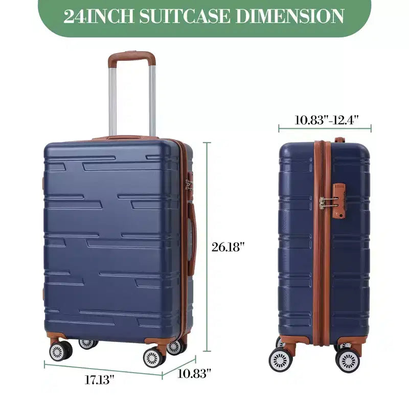 Bagage rigide extensible de 24 pouces - Valise légère en ABS avec roulettes multidirectionnelles et serrure TSA, approuvée par les compagnies aériennes