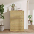 31''Tall Rattan Dresser, 5 Drawer Dresser for Bedroom, Dressers & Chests of Drawers, Modern Chest of Drawers for Bedroom, Living Room, Hallway