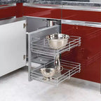Rev-A-Shelf Chrome Deux Niveaux, Organisateur en Fil Métallique pour Meuble d'Angle Mort de 15 po, Optimiseur de Rangement avec 4 Étagères, 5PSP-15-CR