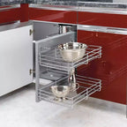 Rev-A-Shelf Chrome Deux Niveaux, Organisateur en Fil Métallique pour Meuble d'Angle Mort de 15 po, Optimiseur de Rangement avec 4 Étagères, 5PSP-15-CR