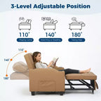 Fauteuil-lit convertible 3-en-1 avec ports USB, porte-gobelets et poches latérales - Canapé-lit gigogne avec dossier réglable pour petits espaces
