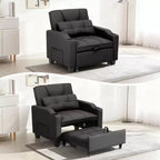 Fauteuil-lit convertible 3-en-1 avec ports USB, porte-gobelets et poches latérales - Canapé-lit gigogne avec dossier réglable pour petits espaces