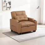 Fauteuil-lit convertible 3-en-1 avec ports USB, porte-gobelets et poches latérales - Canapé-lit gigogne avec dossier réglable pour petits espaces