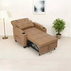 Fauteuil-lit convertible 3-en-1 avec ports USB, porte-gobelets et poches latérales - Canapé-lit gigogne avec dossier réglable pour petits espaces
