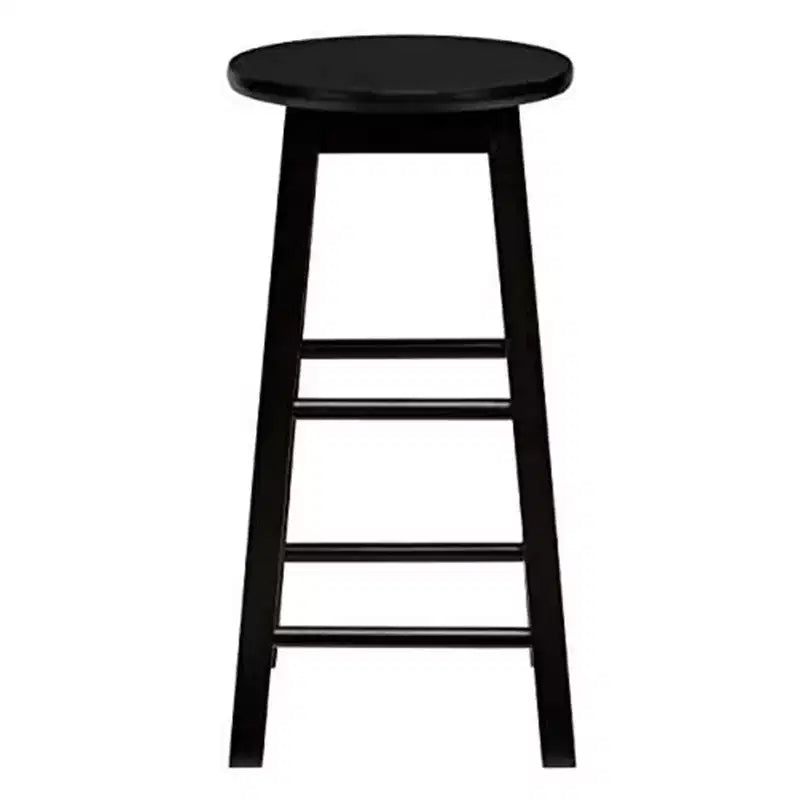 Tabourets de bar de cuisine classiques PJ Wood à siège rond de 74 cm de haut pour maisons, salles à manger et bars, avec sièges sans dossier, pieds carrés, naturels, lot de 2