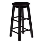 PJ Wood Classic Round-Seat 29 Inch Tall Kitchen Counter Stools for Homes, Dining Spaces, and Bars with Backless Seats, Square Legs, Natural, Set of 2