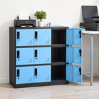 Casier métallique à 9 portes VEVOR, armoire de rangement en acier verrouillable, capacité de charge de 30 kg, 2 clés pour chaque porte, 3 niveaux, 90 x 45 x 94 cm, noir