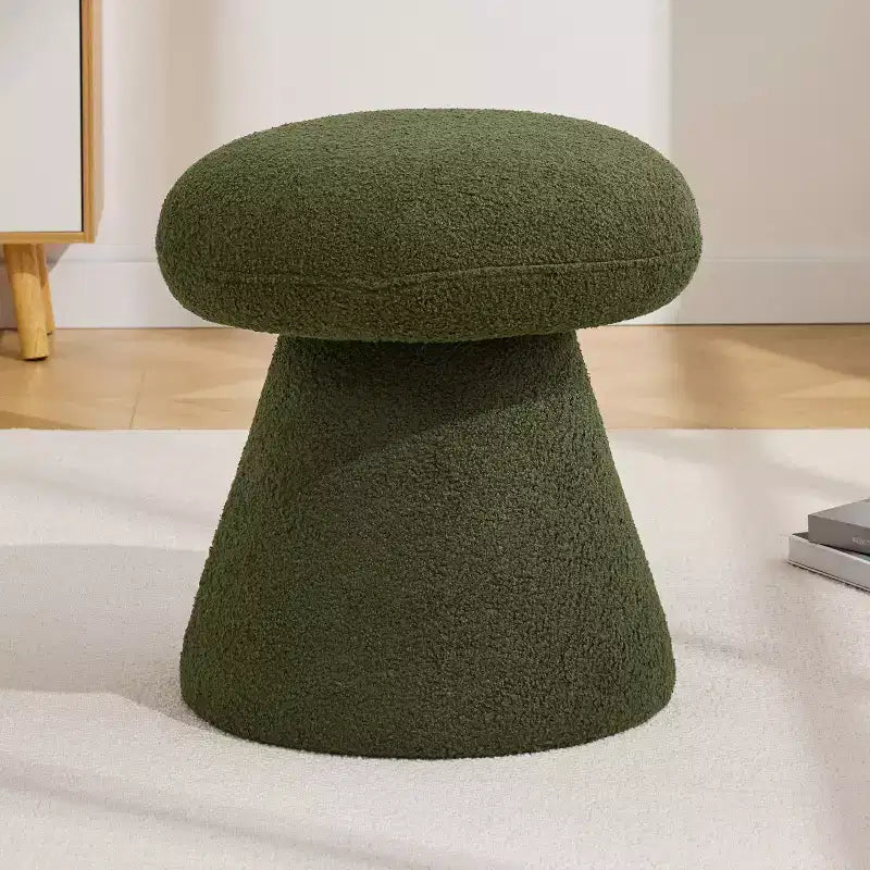 GDFStudio Becka Pouf Ottoman Pivotant en Tissu Teddy en Forme de Champignon avec Cadre en Bois