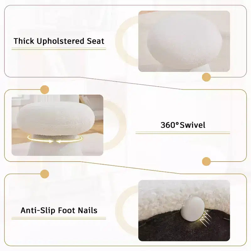 GDFStudio Becka Pouf Ottoman Pivotant en Tissu Teddy en Forme de Champignon avec Cadre en Bois