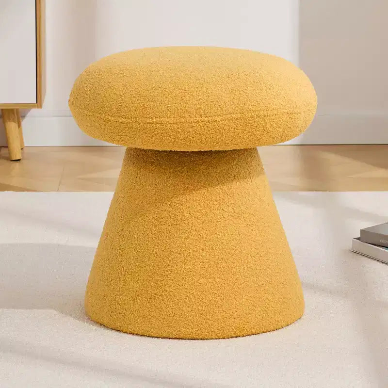 GDFStudio Becka Pouf Ottoman Pivotant en Tissu Teddy en Forme de Champignon avec Cadre en Bois