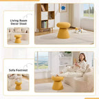 GDFStudio Becka Pouf Ottoman Pivotant en Tissu Teddy en Forme de Champignon avec Cadre en Bois