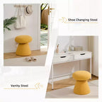 GDFStudio Becka Pouf Ottoman Pivotant en Tissu Teddy en Forme de Champignon avec Cadre en Bois