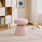 GDFStudio Becka Pouf Ottoman Pivotant en Tissu Teddy en Forme de Champignon avec Cadre en Bois