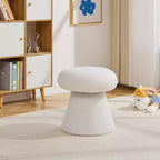 GDFStudio Becka Pouf Ottoman Pivotant en Tissu Teddy en Forme de Champignon avec Cadre en Bois